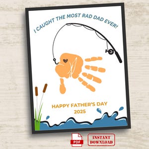 Father&#39;s Day Fishing Handprint Art: DIY Dad Gift (PDF)