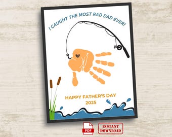 Father's Day Fishing Handprint Art: DIY Dad Gift (PDF)