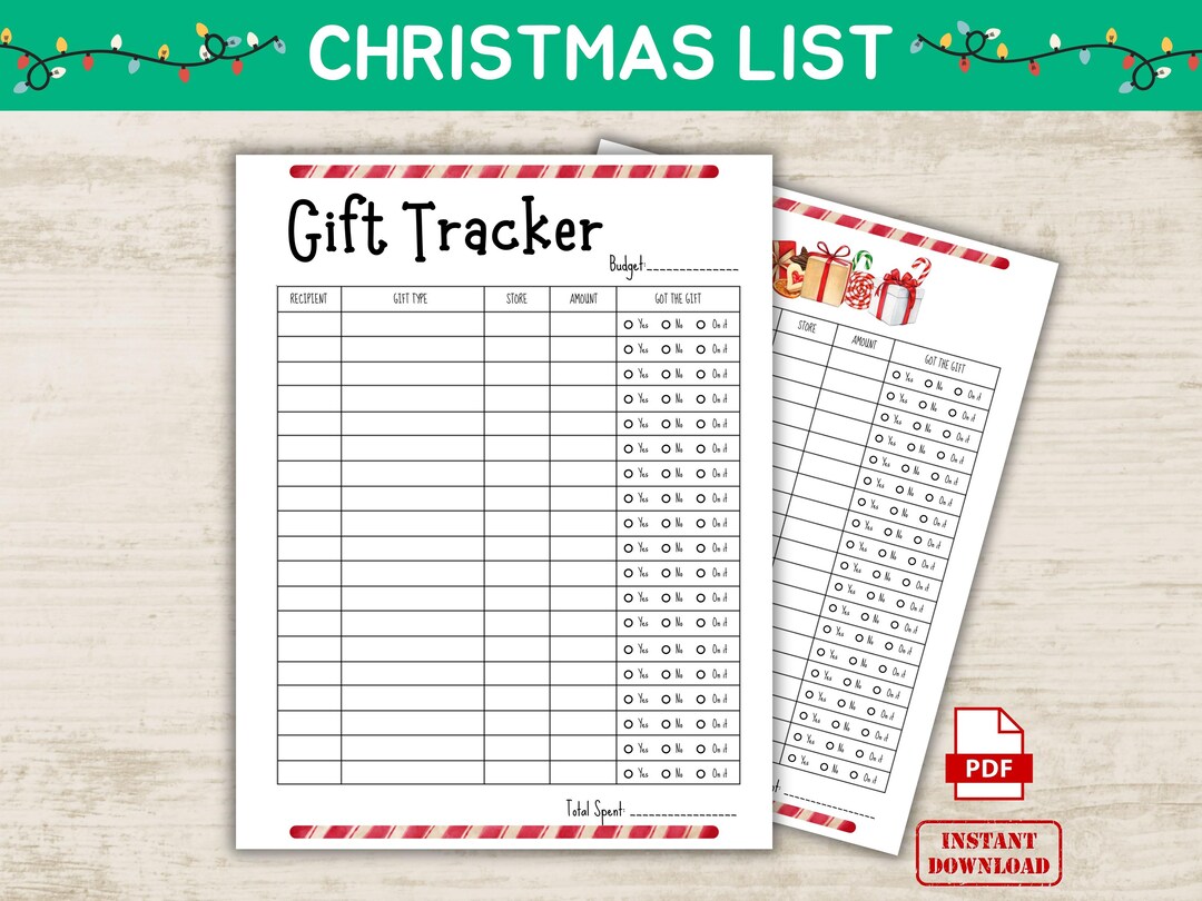 Christmas Gift List, Printable Christmas Shopping List, Holiday Budget ...