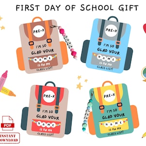 First Day of School Gift Idea, I&#39;m So Glad Your Name Is on My Class List, Name Keychain Student Class Gift, welcome Back Fun Classmate Gift