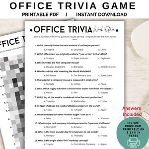 Office Work Party Games, Office Trivia Game, Office Party Games, Printable Team Building Game, Group Workplace Games for Adults, PDF