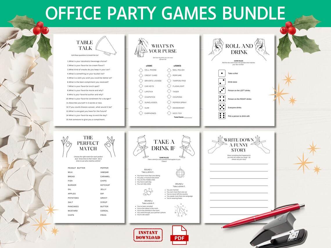 Office Party Games Bundle, Table Talk, Icebreaker (PDF Printable) - Etsy