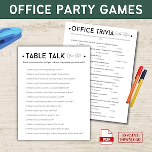 Office Party Games, Icebreaker Work Games, Get To Know Me game, Trivia Game, Table Talk Game, Printable Team Building Game, Group Games