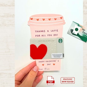 Danke Ein Latte Valentinstag, Geschenkkartenhalter, Valentinstag Geldgeschenk Idee, Valentinstag Bargeldgeschenk Halter, Danke Ein Latte Lehrer Anhänger