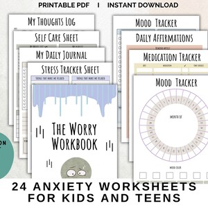 Anxiety Worksheets for Teenagers Printable, Teen Anxiety Relief & Coping Skills Activities, Kids Worry Worksheet, Mental Health Activity