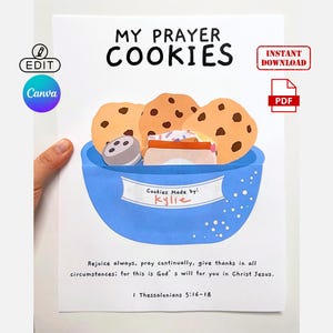 Editable Prayer Cookie Activity, Kids Prayer Activity, Kids Pray Guide, Sunday School Prayer Lesson, Prayer Cards, Bible School