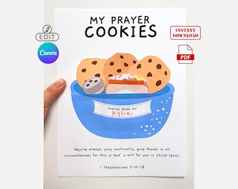 Prayer Cookie Craft Activity, Sunday School Lesson (Digital Download)