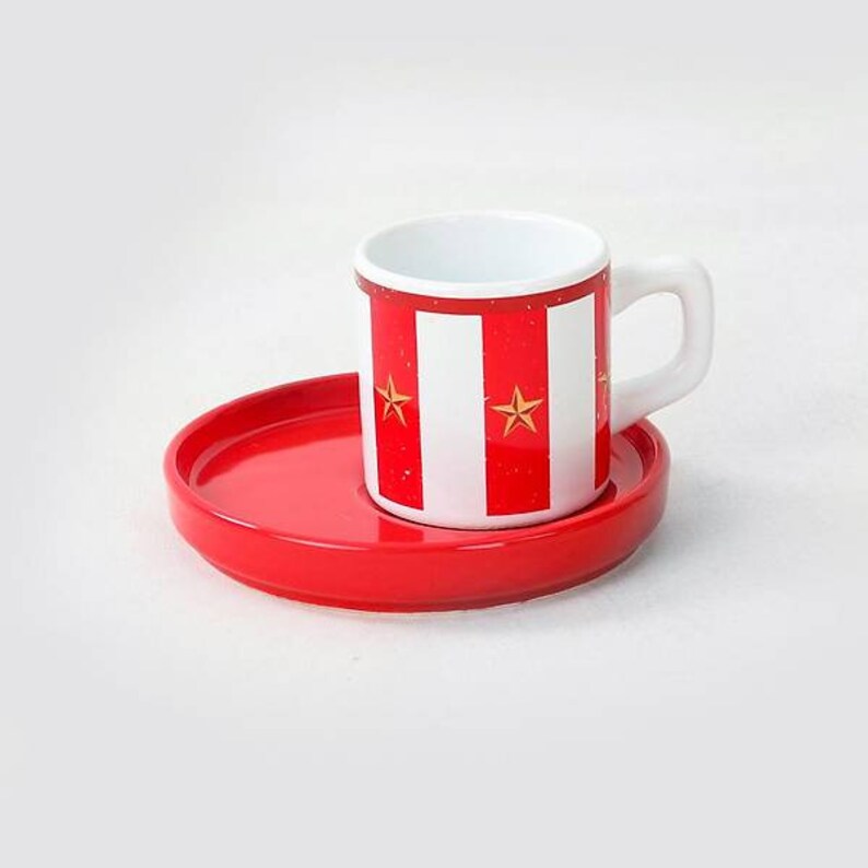 Porcelain Espresso Tea Cups With Saucers Set of 6 Fine Handmade