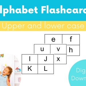 Alphabet Letter Flash Cards - Upper and lowercase letters- Educational Learning Aid for Kids - Set of  52