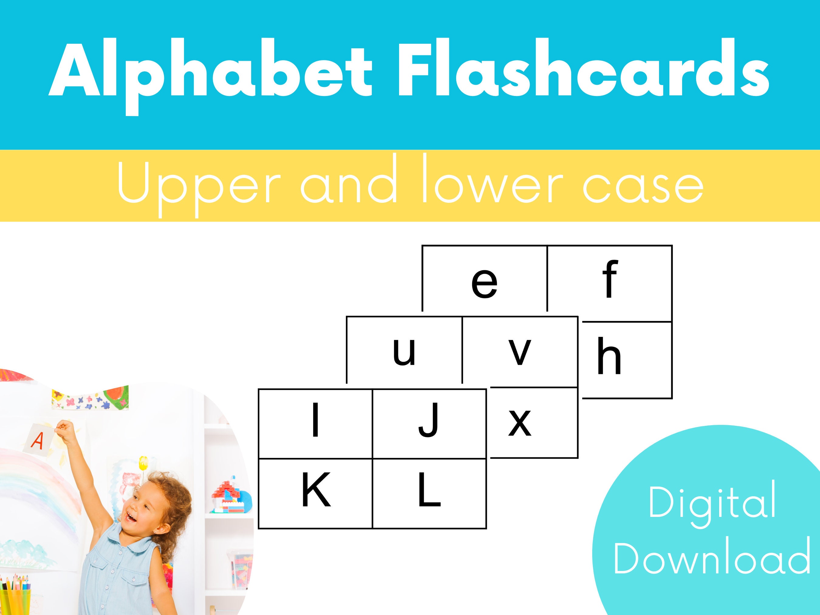 Alphabet Letter Flash Cards Upper and Lowercase Letters Etsy