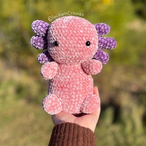 Crochet Small Axolotl / Amigurumi / Plushie / Velvet Yarn / Stuffed Animal