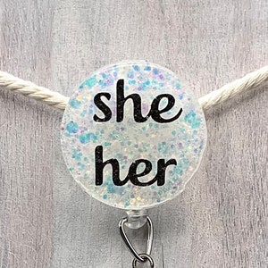 Custom Pronoun Badge - Personalized Badge Reel - Gender Pronouns - Respect Pronouns - Pronoun Medical Badge - ID Holder - Resin Badge Reel