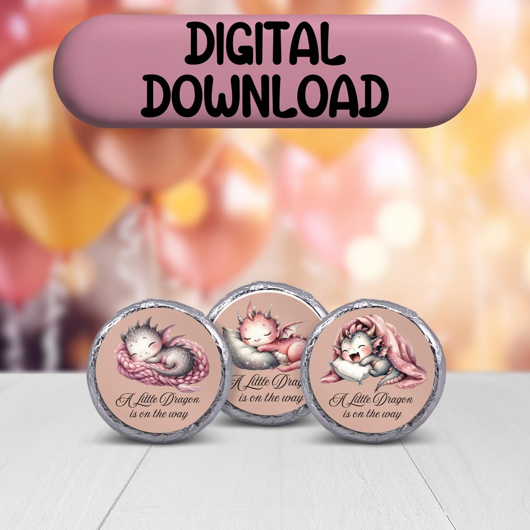 Dragon Baby Shower Hershey Kisses Labels - Baby Dragon on the Way ...