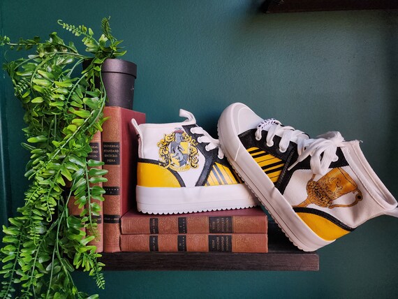 Hand Painted Harry Potter Inspired Shoe- Bright Hufflepuff Hand Painted Harry Potter Inspired Shoe- Bright Hufflepuff