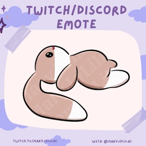 Cute Kawaii Chibi Bunny Laying Down Emote~ Twitch Discord YouTube~ pink and white bunny amigurui