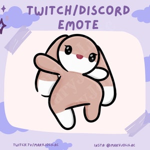 Cute Kawaii Chibi Waving Bunny Emote~ Twitch Discord Youtube~ Pink and white bunny amigurui
