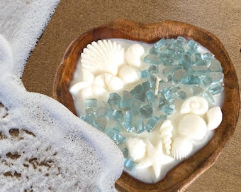 Heart Wooden Dough Bowl with Scented Candle