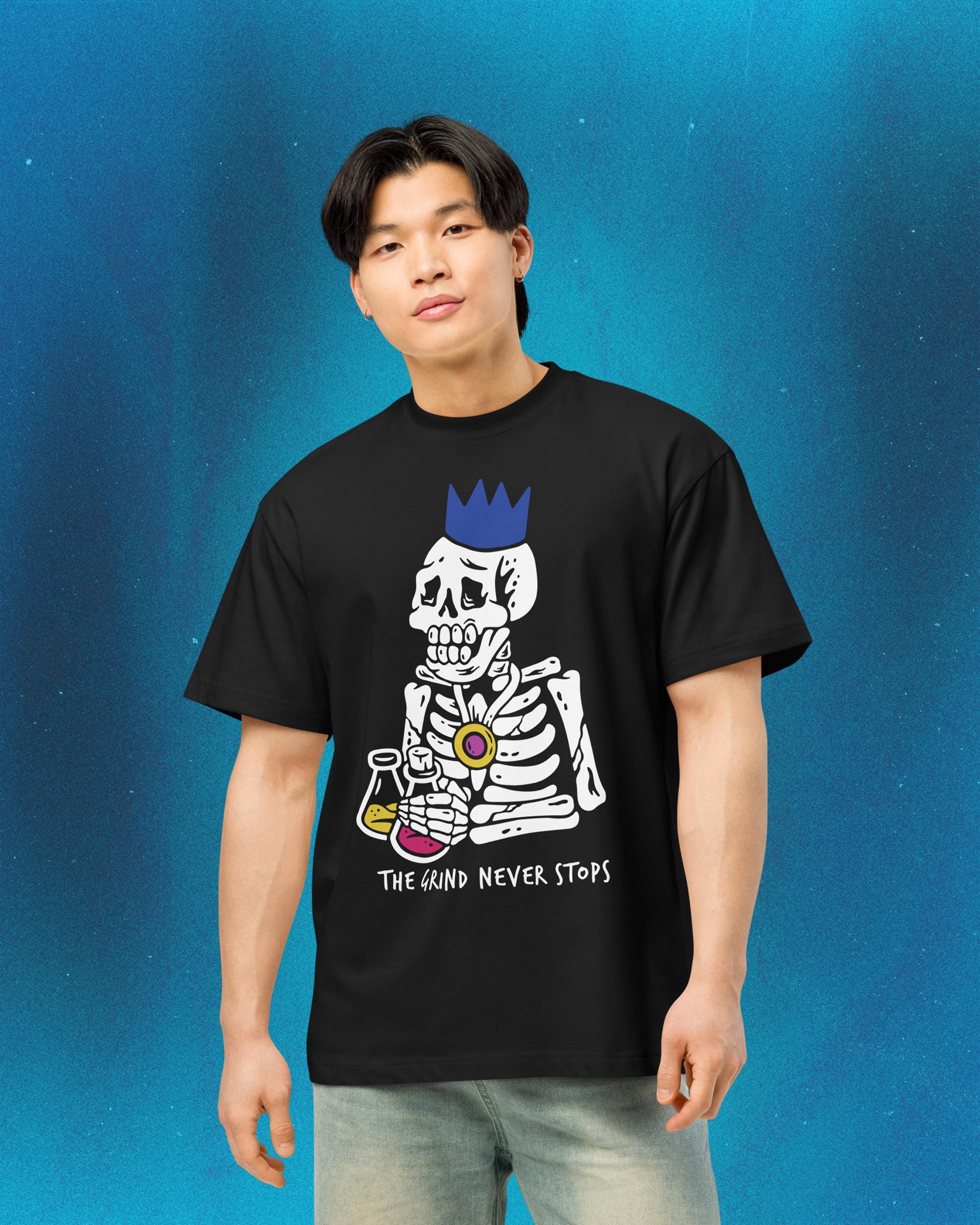 osrs スターストリングT-shirt OSRS Grind Never Stops Men's Box Tee | Runescape Oversized T-shirt