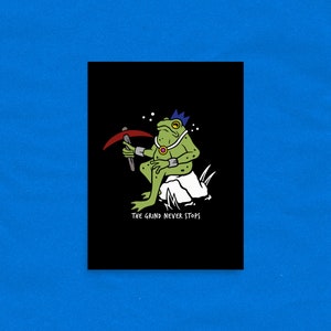 OSRS Grind Never Stops Frog Matte Poster | RuneScape Poster | OSRS Wall Art | Gaming Poster