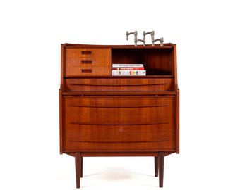 Vintage 60er Jahre Dänischer Teakholz Sekretär mit Verstecktem Schreibtisch