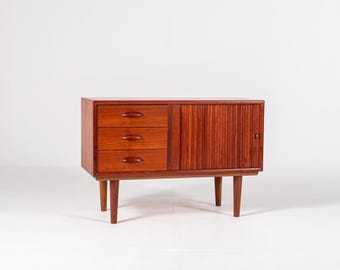 Danish Teak Sideboard with Tambour Door – Mid Century Modern, 1960s