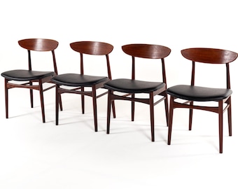 Set of 4 Vintage Danish Teak Dining Chairs, Mid-Century Modern Design, 1960s