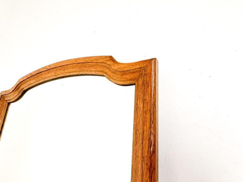 Vintage Wood Framed Mirror | Wall Hanging Mirror with Beveled Glass image 10