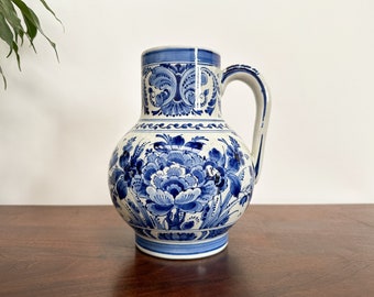 Vintage Royal Delft Vase 1940, De Porceleyne Fles Jug, Royal Delft Blue Vase