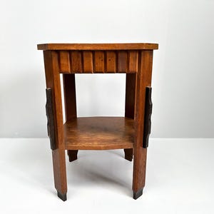 Vintage Amsterdam School Art Deco Side Table, 1930s Two-Tier Design