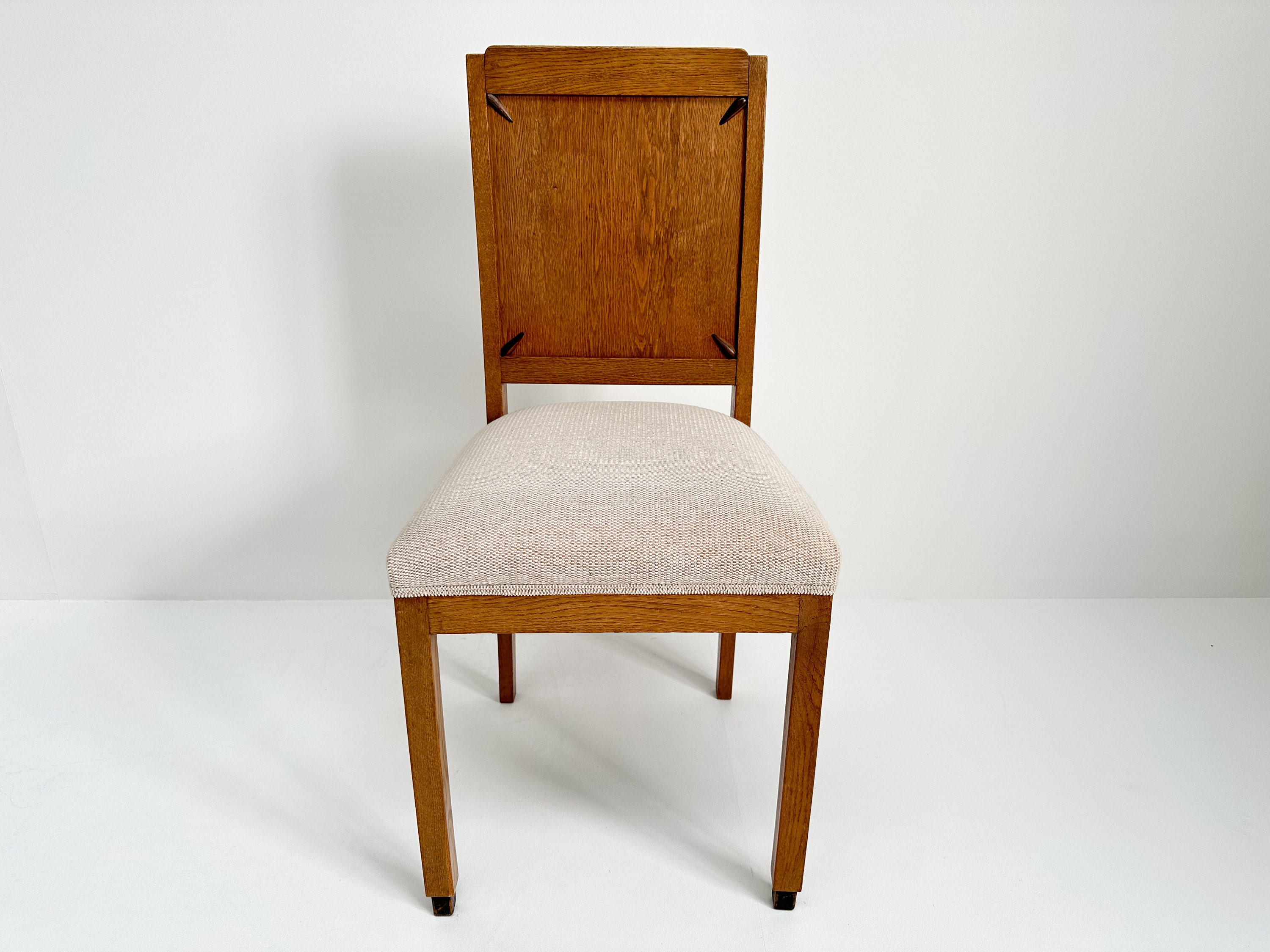 Antique Dutch Art Deco Chair with Upholstered Seat from the 1920s