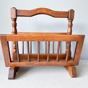 Vintage Solid Wood Magazine Rack | Record Holder