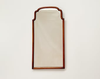 Antique Large Mahogany Scalloped Mirror | Wood Framed Mirror