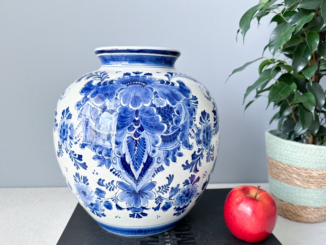Vintage Large Royal Delft Vase, 1950, De Porceleyne Fles Vase, Royal ...