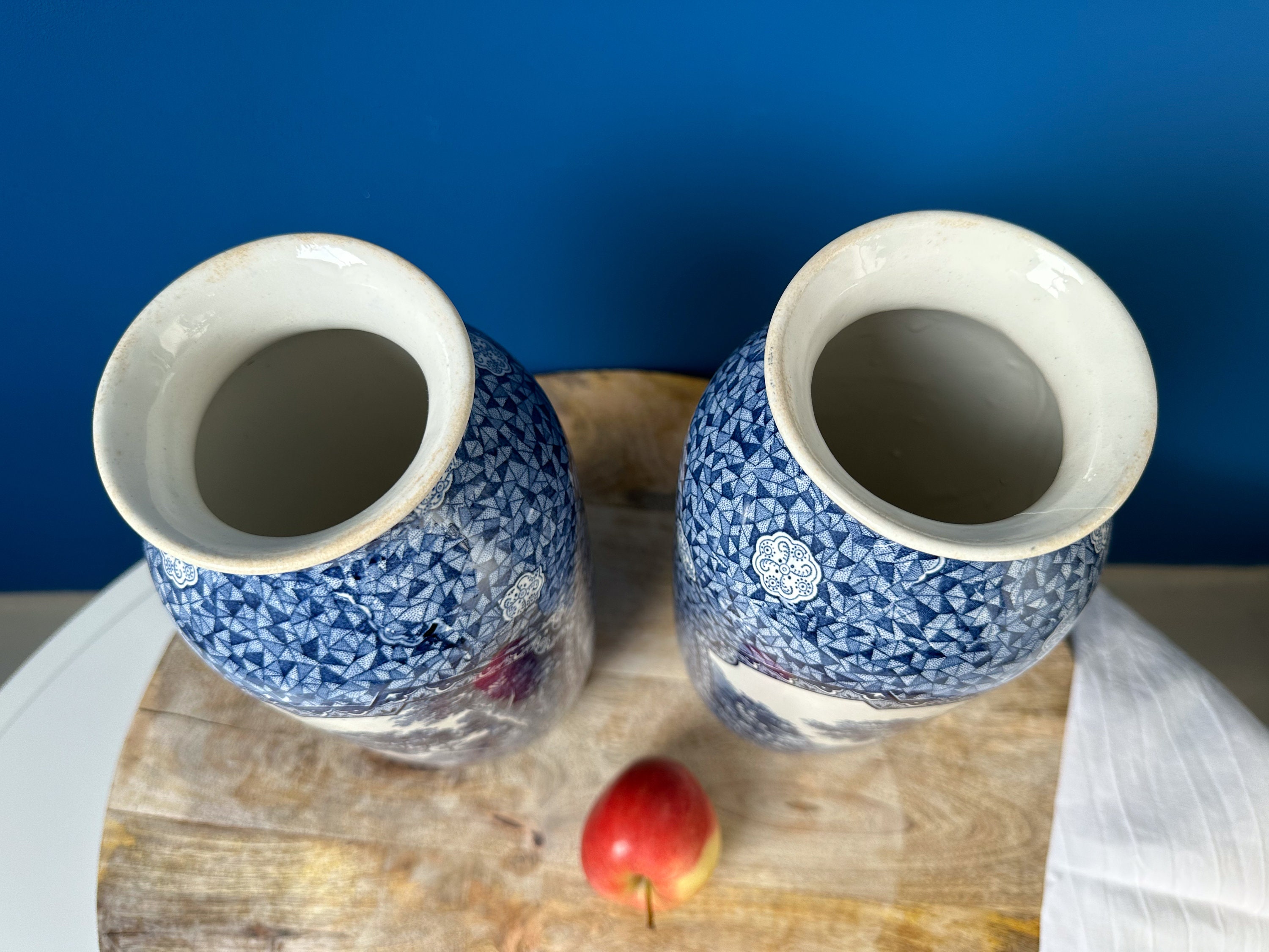 Antique Rare Pair of Villeroy and Boch Vases 12.5 High Etsy