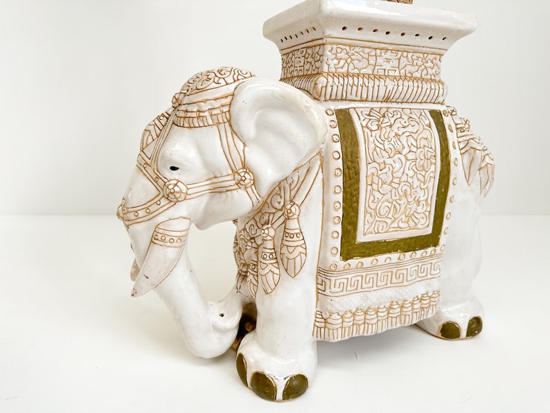 Grande table d'appoint/support pour plante éléphant en céramique vintage, décoration Mid-Century image 2