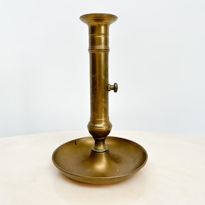 Vintage Brass Candlestick Holder with Push-up Mechanism