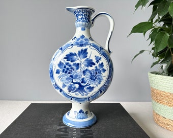 Vintage Royal Delft Pitcher Vase 1968, Porceleyne Fles, Royal Delft Blue Vase, Original Delftware, Delft Hand-painted Vase