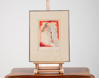 Salvador Dalí Inferno 21 "Den svarte djävulen" Litografi | Signerad med blyerts | Proveniens 1985 | Inramat surrealistiskt konstverk