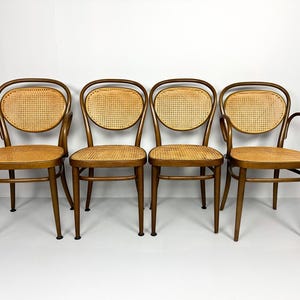 Set of 4 Authentic Thonet Chairs 215 and 215RF, 1970s