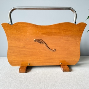 Vintage Mid -century Wooden Magazine Rack | Record Holder