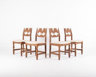 Set of 4 Henning Kjærnulf Oak "Razorblade" Chairs by Nyrup Møbelfabrik, 1960s