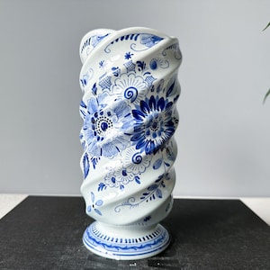 Vintage Delft Blue Vase, Delft Blue Hand-Painted Vase, Original Delftware, Schoonhoven Pottery, Hand-painted Delftware