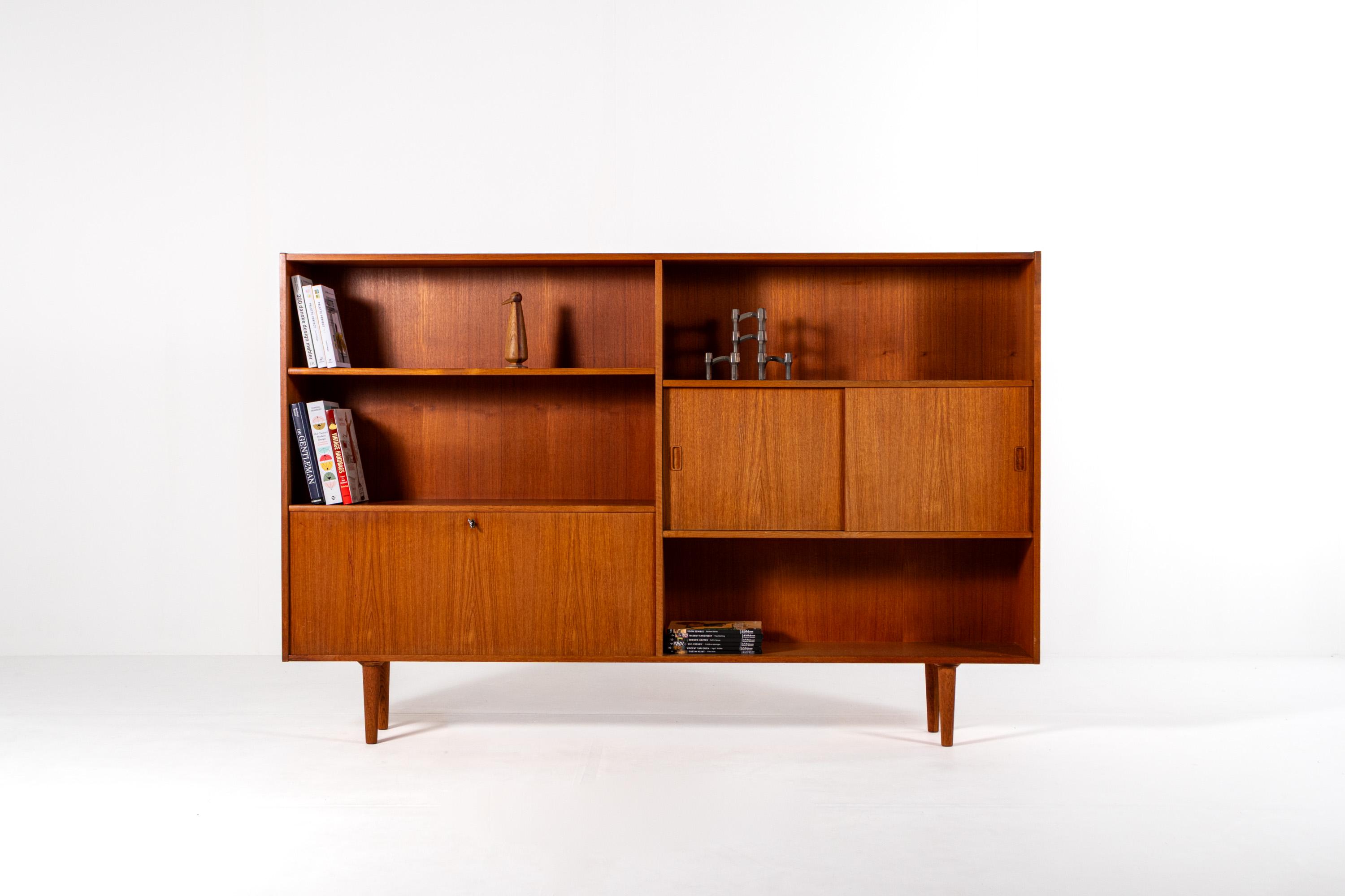 Danish Mid-century Teak Bookcase Cabinet, 1960s Scandinavian 