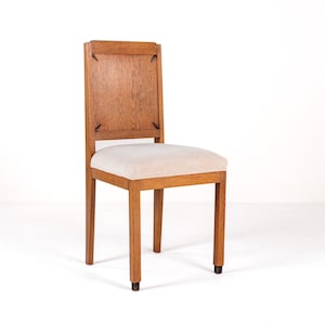 Amsterdamse School Eiche Beistellstuhl mit gepolstertem Sitz, 1920er Jahre