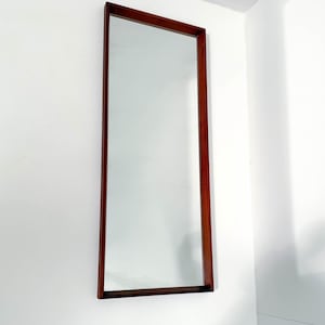 Midcentury Danish Modern Teak Wall Mirror & Shelf by Jansen Spejle