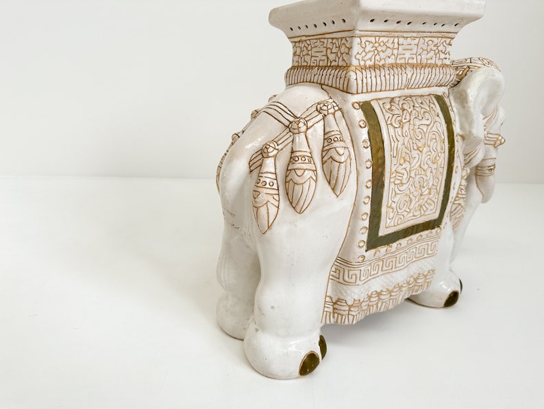 Grande table d'appoint/support pour plante éléphant en céramique vintage, décoration Mid-Century image 5
