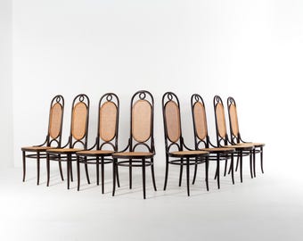 Set of 8 Vintage Thonet 207R Bentwood Dining Chairs, 1980s