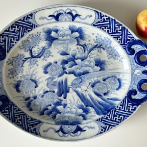 Antique Japanese Blue and White Imari Dish, 1900s, Rare Find