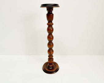 Vintage Wooden Plant Stand, Carved Plant Pedestal