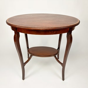 Vintage Oval Side Table, Occasional Table with Inlaid Decor, Edwardian Table image 2